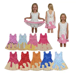 Chill in Style! Athletic Blue Ice Cream Print Sleeveless Sports Girls Dress—Summer’s Comfiest & Trendiest Pick