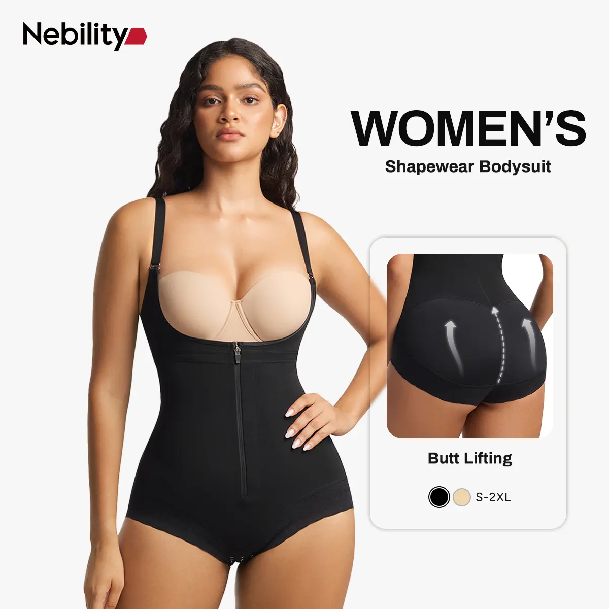 Nebility High Waisted Ab Control Bodysuit for Lady, Breathable Elastic Butt Lifter Postpartum Compression, Ab Control Shapewear Bodysuit