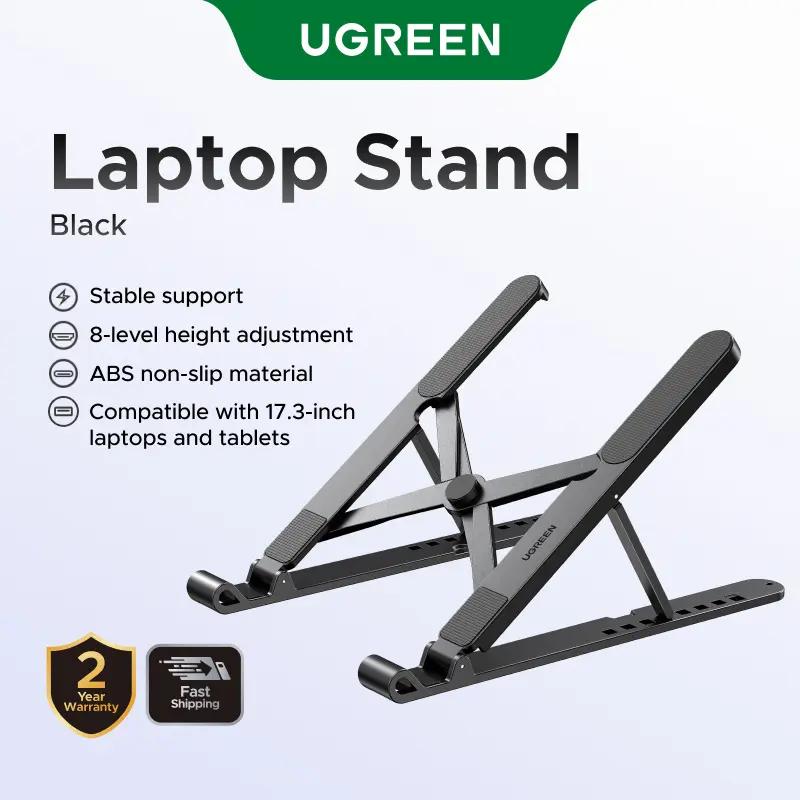 UGREEN Laptop Stand 8-Level Adjustable Ergonomic Foldable Desk Riser Holder for 10–17.3” Laptops & Tablets, Non-Slip Stable Cooling Design summerwins