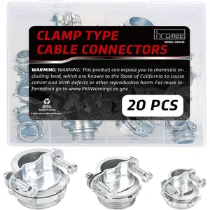 Cable Connectors, 1/2" 3/4" 1" Clamp Type Cable Connectors Assortment for Metallic Conduit Protect Cables