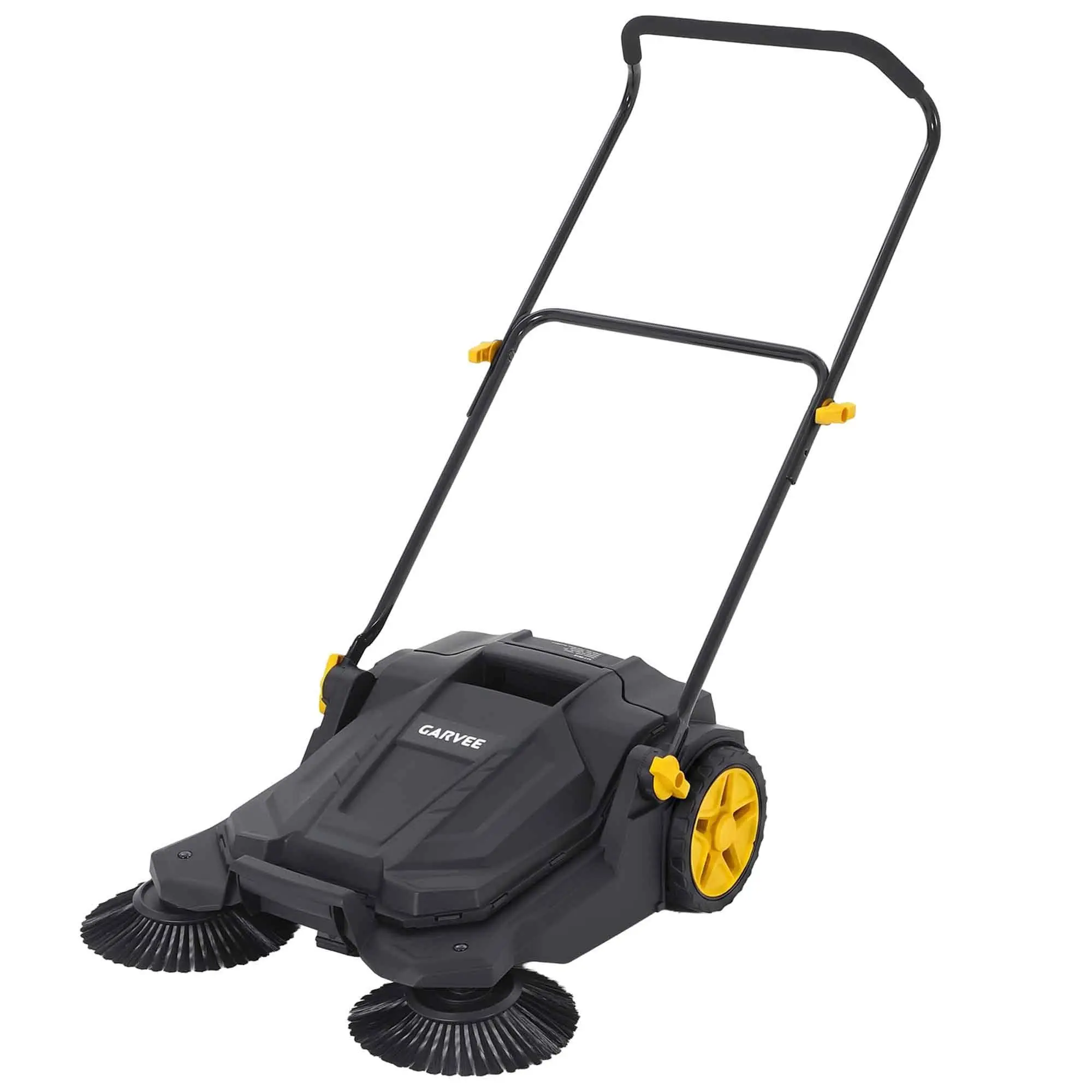 GARVEE 25.6 Inch Walk-Behind Push Sweeper, 20L Manual Floor Sweeper with Adjustable Handle, Foldable Outdoor Sweeper for Yard, Driveway, Garage, Sidewalk, No Power Needed