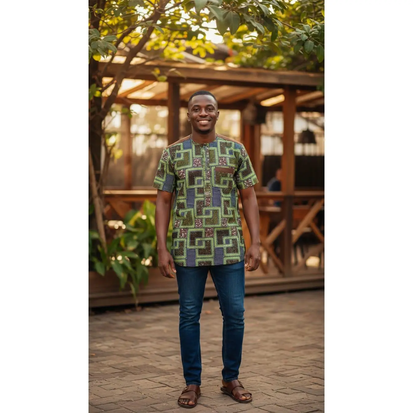 Men fitted Ankara shirt