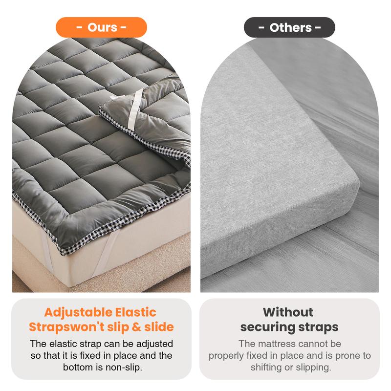 Lakora 900GSM Extra Thick Pain Relief Mattress Topper, Ultra Soft, Warm and Breathable All-Season Mattress Pad with Hypoallergenic Quilted Fiberfill, Foldable Design, Machine Washable and Durable Comfort for Bedrooms, Dorms, Apartments