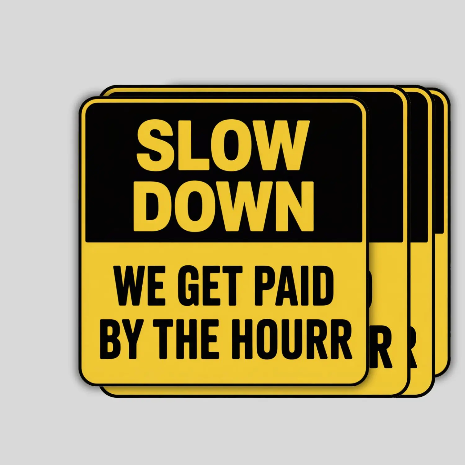 4 Pack Slow Down We Get Paid by The Hour Stickers Funny Job Workers Hard Hat Sticker Worker Waterproof Vinyl Sticker for Laptop Water Bottle Cars Merchandise Gift Idea for Him Men Dad