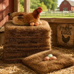 6pcs/14pcs Natural Coconut Coir Chicken Nesting Pads & Bedding Suitable for Laying Hens, Bird Nests, Reptile Habitat - Absorbent Coir Fiber Liners, Durable Coop Nest Box, Fits Most Chicken Coops, Easy to Clean for Urban Farms