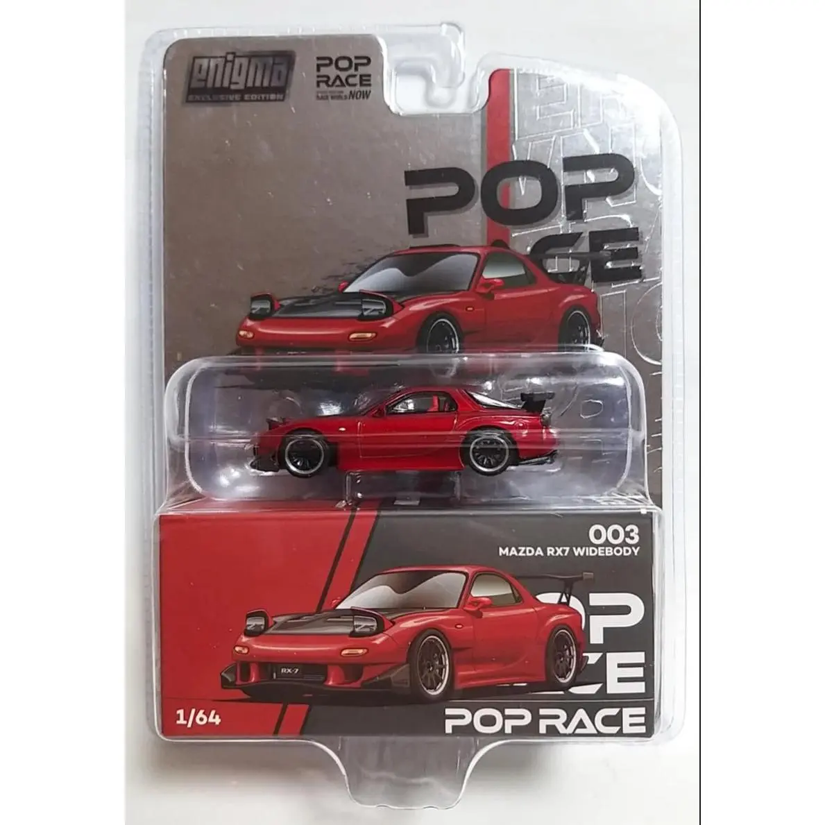 Pop Race X Enigma 1:64 Mazda RX-7 Widebody RHD Red Metallic with Carbon Hood