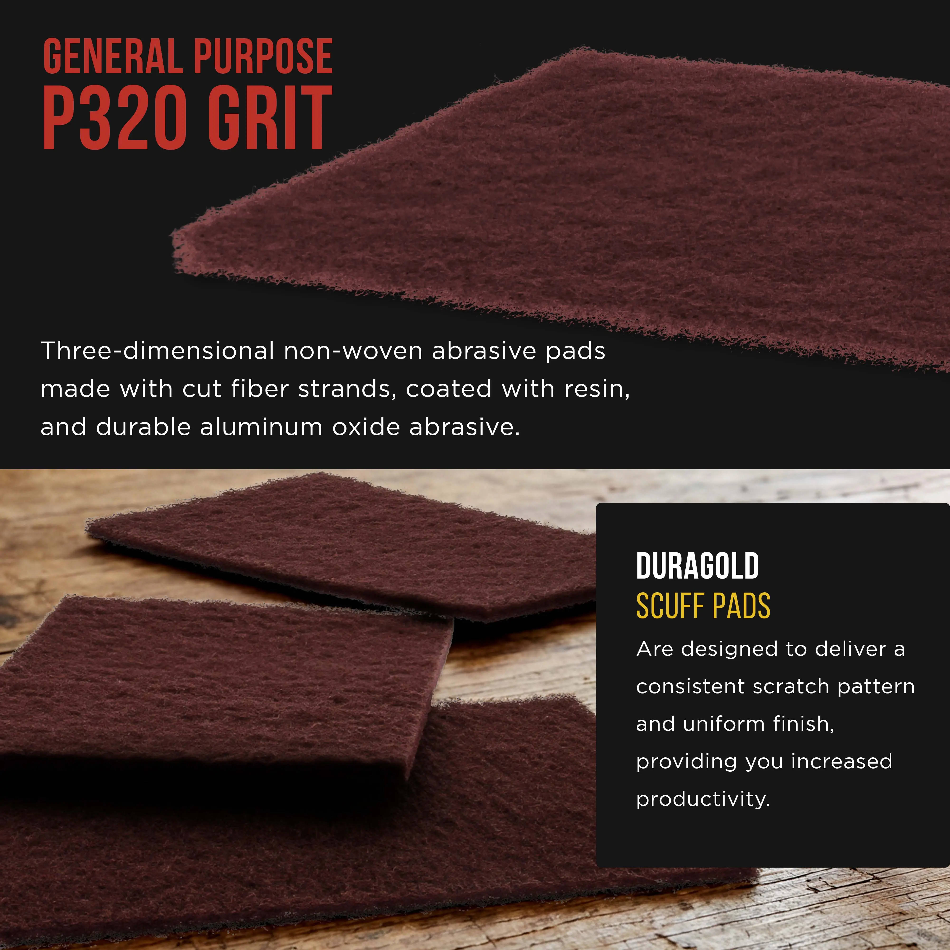 Dura-Gold Premium 6" x 9" Maroon General Purpose Scuff Pads, Box of 10 - Scuffing, Sanding, Surface Adhesion Preparation Paint Primer Auto Autobody