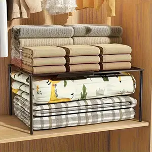 Heavy-duty Carbon Steel Retractable Wardrobe Organizer, Space-saving Stackable Metal Storage Rack with Polished Surface, Easy to Install, Suitable for Kitchen Bedroom Desk Shoe Cabinet Bookshelf Closet