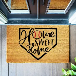 Baseball Themed Home Sweet Home - Baseball Doormat - Coir Door Mat - Welcome Mat - Home Decor - Front Porch - Cute Gift - Funny Gift 1282**