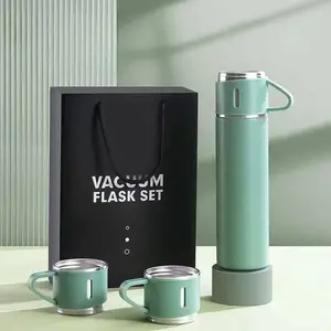 500ml Vacuum Flask Set, 1 Set Stainless SteelThermal Mug with Cups, Travel Portable Leak-proofInsulated Bottle for Hot Drinks and Cold DrinksSummer Cool Bottle, Tumblers, Modern KitchenAccessories, Thermos Cup, Insulated TravelDrinkware