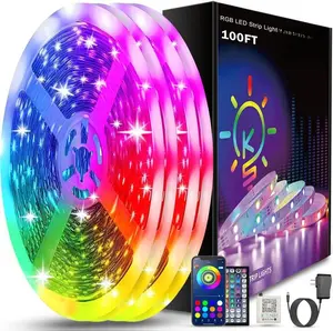 100ft Led Strip Lights (2 Rolls of 50ft) Bluetooth Smart App Control Music Sync Color Changing RGB Led Light Strip with Remote,Led Lights for Bedroom Room Home Decor Party Festival
