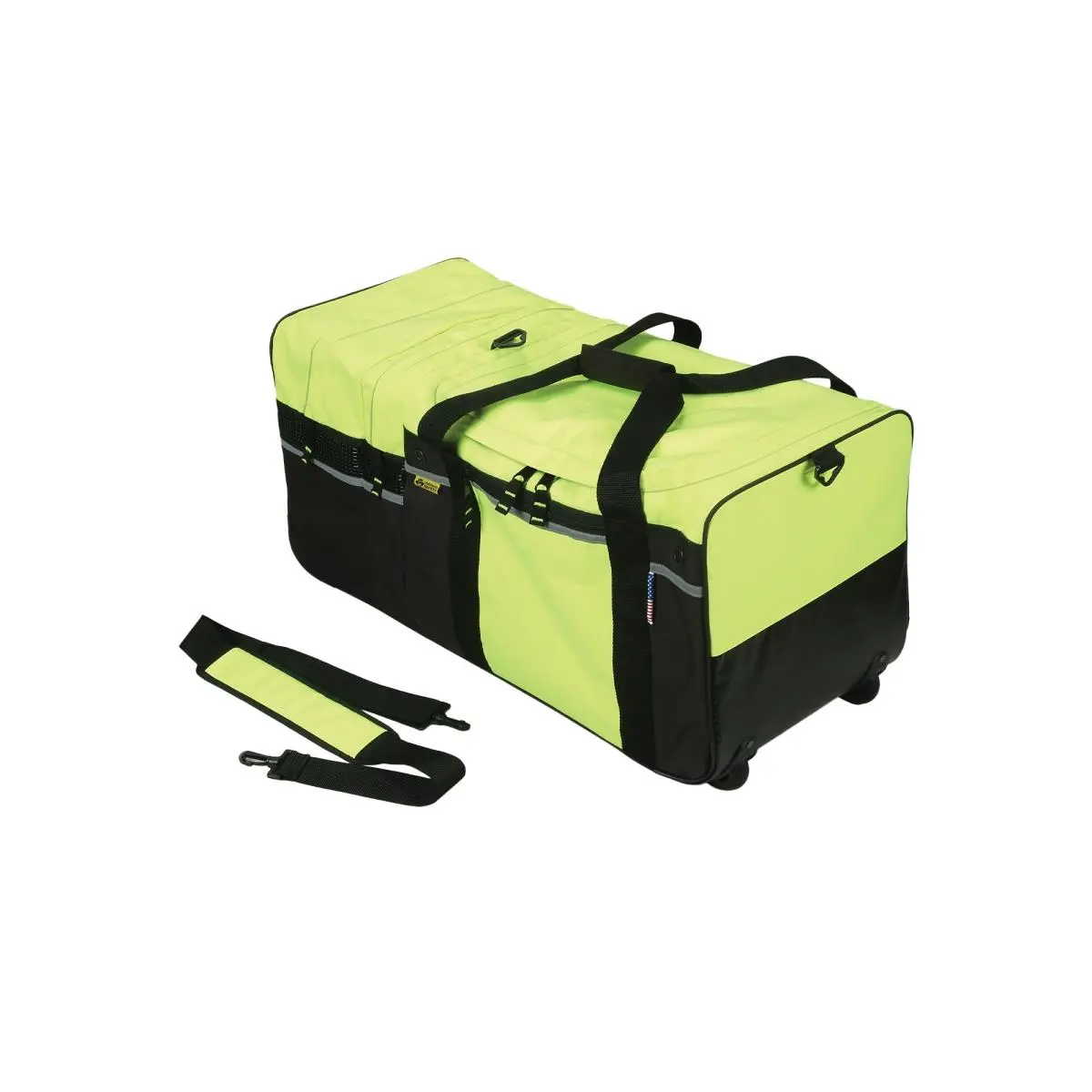2W International Unisex High Capacity Wheeled Duffle Bag, Extra Large Compartmentalized Storage with Heavy Duty Wheels, Reflective Lining & Extendable Handle