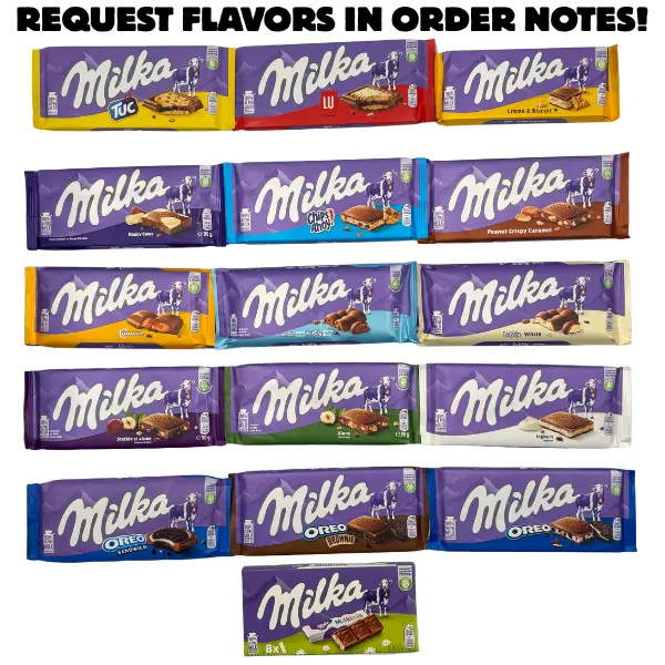 10 Milka Chocolate Bars - 10 Flavor Variety Pack - Request Flavors if You Would Like Too! 10 Milka Chocolate Bars - 10 Flavor Variety Pack - Request Flavors if You Would Like Too!