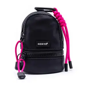 MOXYO Urban Small Nylon Mini Pack, Water Resistant Bag, Cute Mini Fashion Keychain Accessory - Black