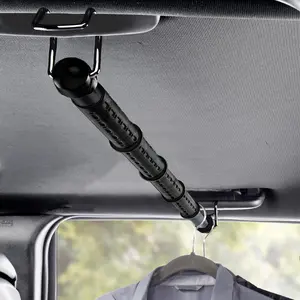 Car Clothes Hanger Bar - Telescoping Carbon Steel Clothes Rod for Car, Truck or Van With Solid Metal Hooks - Heavy-Duty, Fully Assembled Expandable Car Han