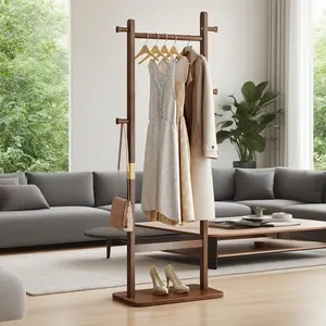 Coat Racks solid wood hanger 23.6* 11*64.1in Solid environmental protection easy to assemble beautiful can be placed in the bedroom/entrance/living room (Walnut)
