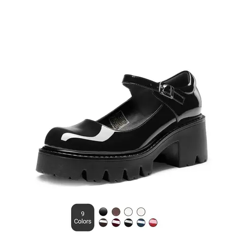 Dream Pairs Women's Mary Janes Platform Heels - Low Chunky Heel, Round Toe, Adjustable Buckle Strap, '90s Retro Oxfords, 1.2" Platform Lift (4.5-6 cm), Cute Women's Shoes, All Seasons Footwear,outdoorfun