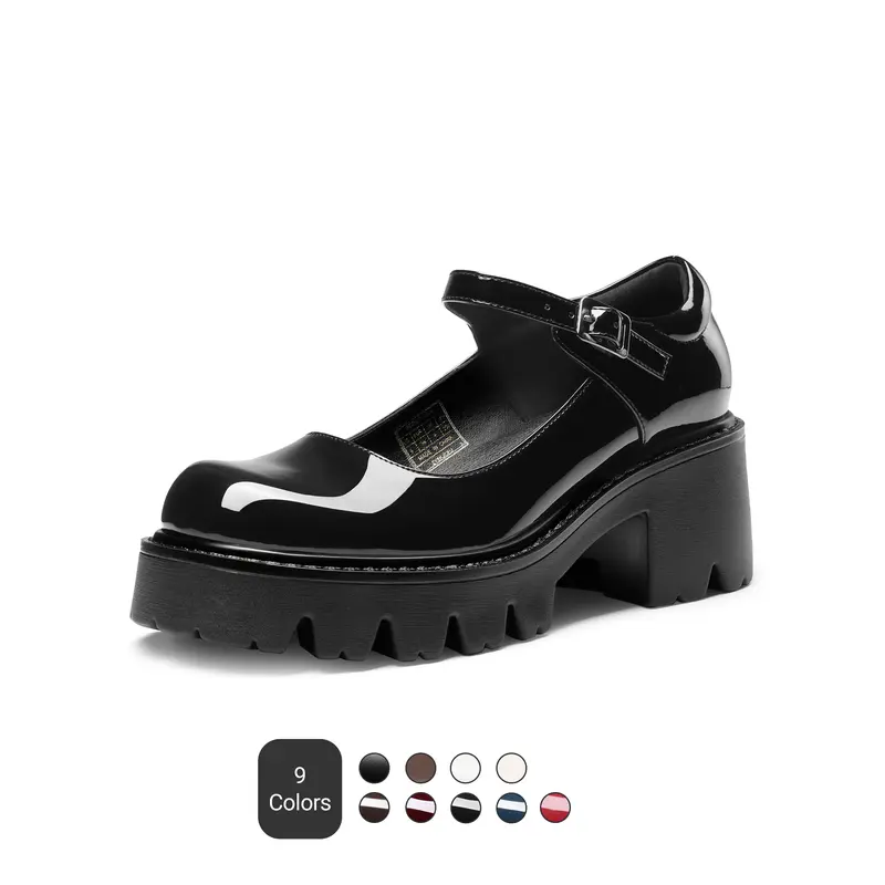 Dream Pairs Women's Mary Janes Platform Heels - Low Chunky Heel, Round Toe, Adjustable Buckle Strap, '90s Retro Oxfords, 1.2" Platform Lift (4.5-6 cm), Cute Women's Shoes, All Seasons Footwear,outdoorfun