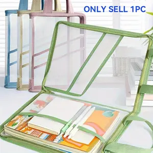 Large Capacity A4 Transparent File Organizer, 1 Count Waterproof Document Holder with Handle, File Storage Organizer Files Organizer Office Supplies for Home Office School
