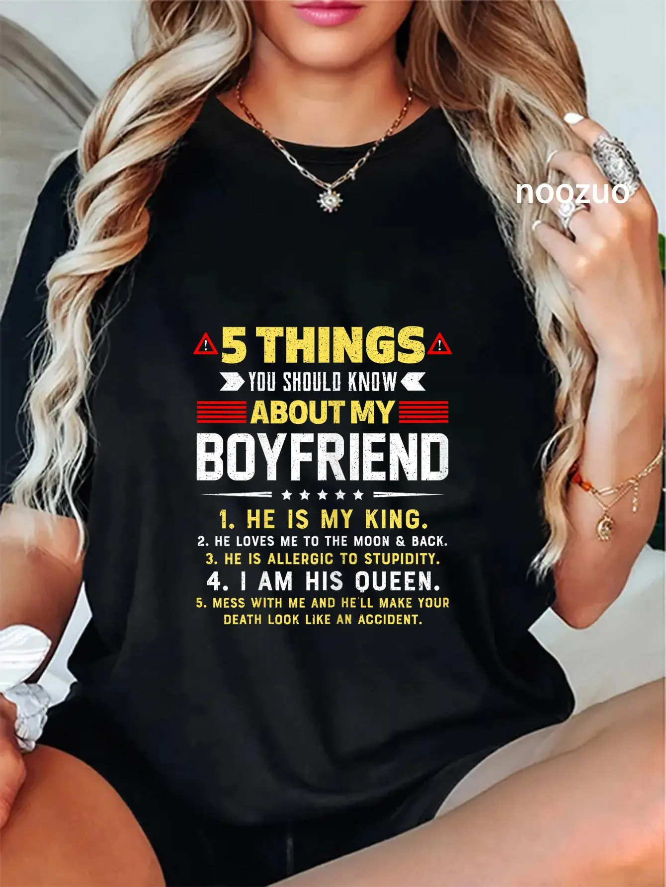 100% Cotton Unisex 5 Things You Should Know About My Boyfriend Funny T-Shirt
