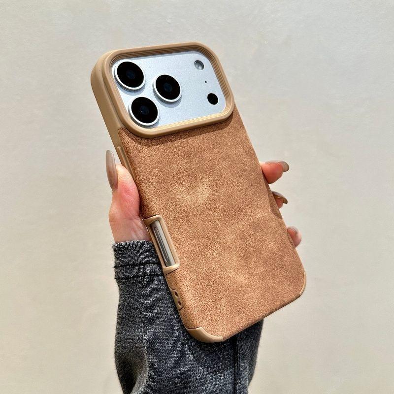 Luxury Suede Leather Phone Case for iPhone 17 16 15 14 13 12 11 X Pro/Pro Max/Plus/Air, Heavy Duty Camera Protection Shockproof Soft TPU Bumper Anti-Scratch Stain Resistant Protective Cover for Men Women Perfect Gift for Her/Him