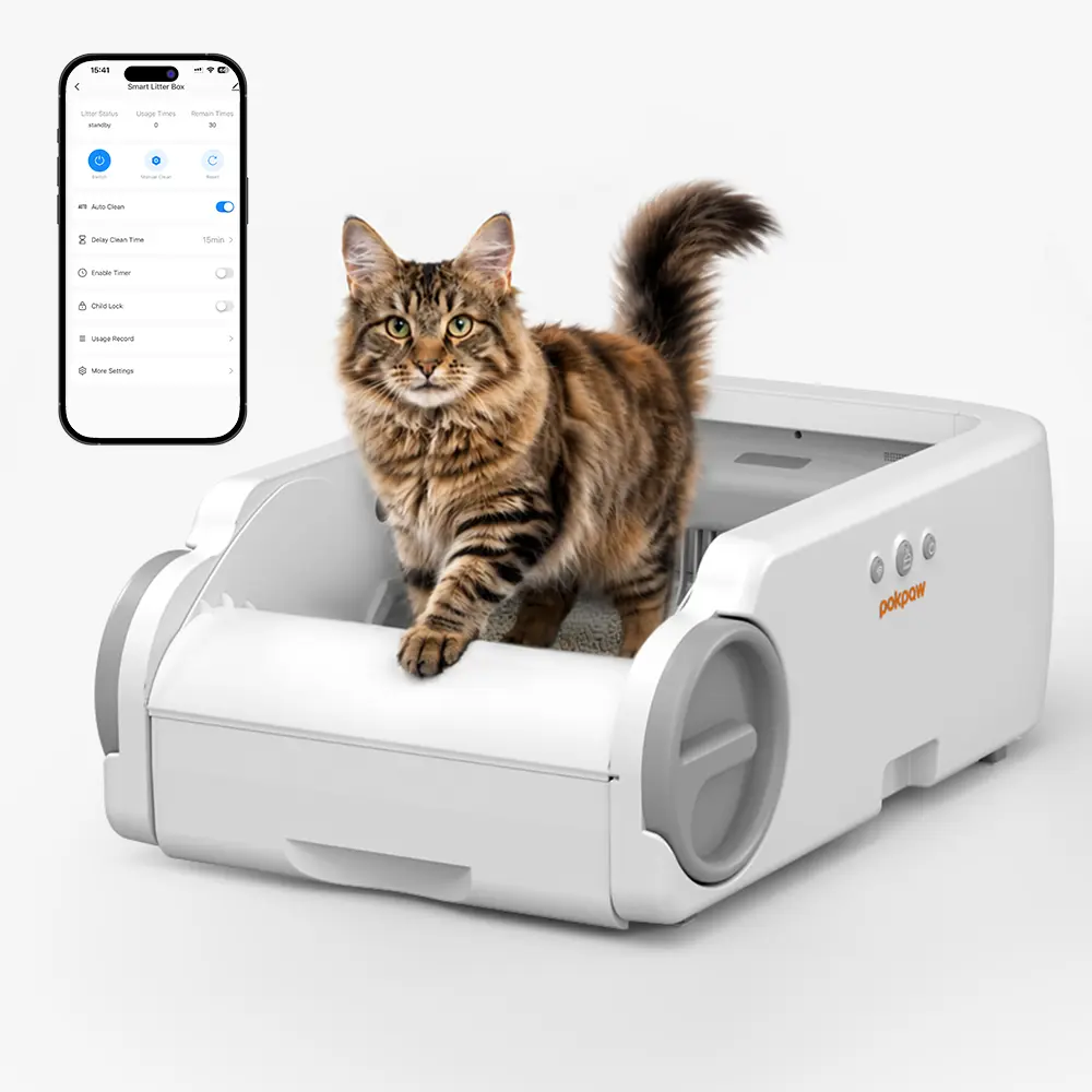 Automatic Self-Cleaning Cat Litter Box, XL Open-Top Smart Litter Box with APP Control, Spacious Design for Large Cats, Senior Cats & Multi-Cat Homes, Low Entry Easy Access, Safety Sensors, Odor Control