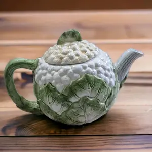 Fitz and Floyd cauliflower ceramic teapot