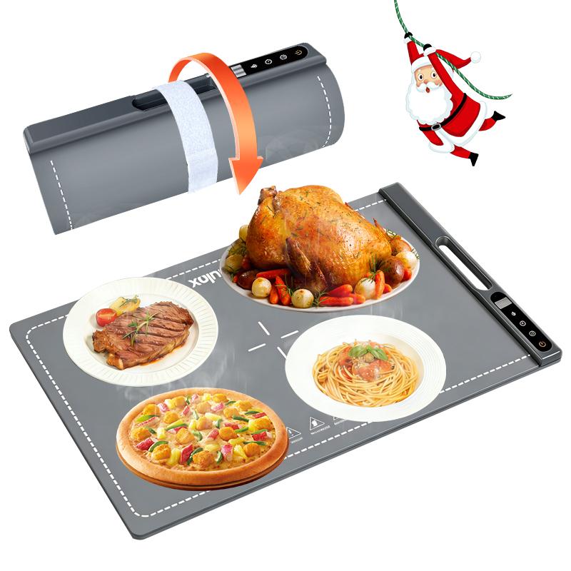 Domulax Food Warming Mat,2025 Updated Electric Keep food hot,chafing dishes for buffet and heated in winter with 7 Temperature Levels & 4 H Timer Control unique handle design Easy to Clean,Winter gifts, Christmas gifts