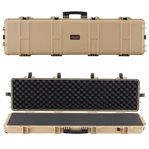 VEVOR Hard Rifle Case, Lockable Rifle Case with Pre-cut Foams, 50 in Movable Gun Storage with Wheels, IP67 Waterproof & Dustproof Pistol Storage for Rifle, Shotgun, Airsoft Gun, Khaki