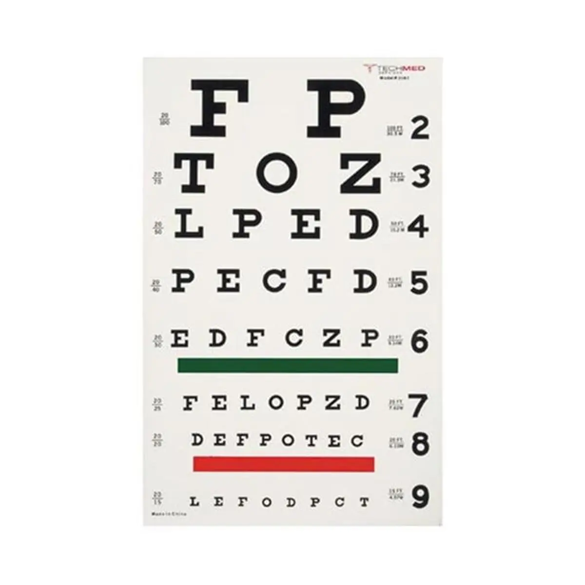 212 MAIN Snellen Plastic Eye Test Chart for Small Animals, Matte Surface, Vision Check Tool, Alphabet Learning Chart