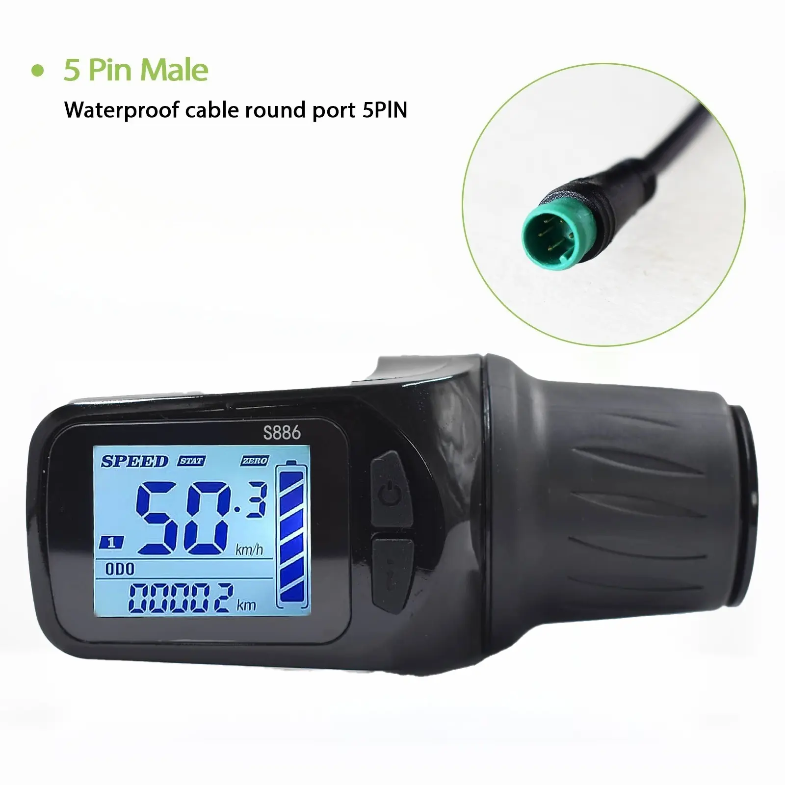 S886 5pin Half Handle Electric Bicycle Color Display Waterproof Controller Connection, Uart 2 Protocol, Only for Uart 2 Protocol, Mountain Bike Components