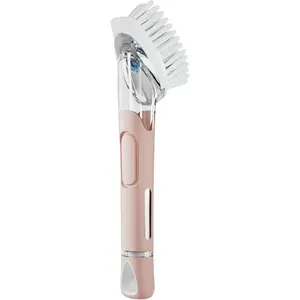 RIMAY Dish Brush with Soap Dispenser, Dish Washing Brush with Handle, Soap Dispensing Dish Brush, Soap Brush for Kitchen Sink, Dish Wand Kitchen Brushes for Dishes/Pans/Pots/Sink (Pink)