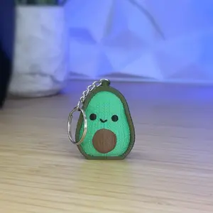 Crochet Avocado Amigurumi Keychain Figurine