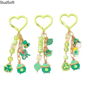 2026 New Fashion Beaded Hat Keychain / Key Fob — Four-Leaf Clover Bag Charm