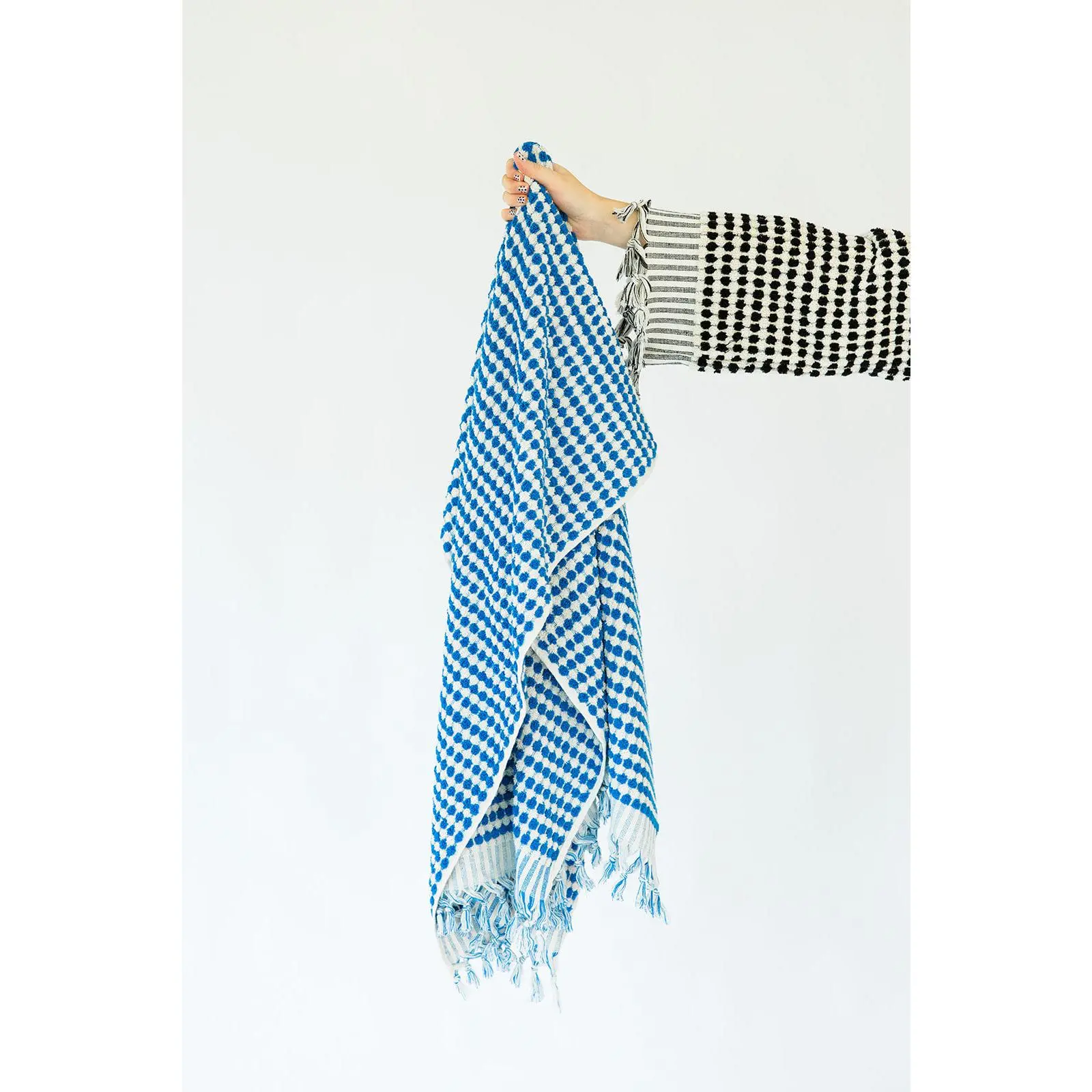 Cobalt Blue Pom Pom Cloud Towel