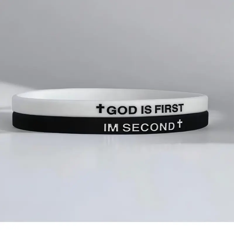 4 Pack Christian Bible Verse Cross Bracelets, Interchangeable Black & White Silicone Bands for Men Women Teens, Faith-Inspired Uplifting Gift Set, Bible Verse Cross Bracelets & Bangles, Christian Charm Bracelets & Bangles