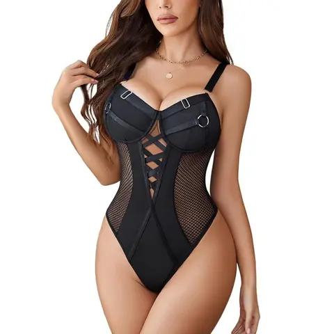 Avidlove Women Lingerie Bodysuit Mesh  Underwire Lace Bodysuits One Piece With Snap Crotch S-XXL