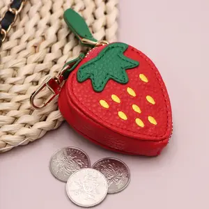 Strawberry Earphone Bag Coin Purse, Handmade Stitched Mini Cute Decorative Pouch, Multifunctional Gift for All Seasons