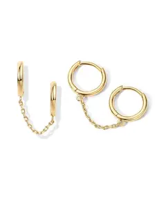 14K Gold Chain Earrings for Women | Ear Cuff Dangle Chain Earrings