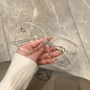 2026 Oversized Square Blue Light Glasses for Women. Trendy Large Frame Anti Eye Strain Computer Eyewear. Lightweight & Fashionable Design for Daily, Work & Casual Outfits. Practical Stylish Eyeglasses for All Season 2026.