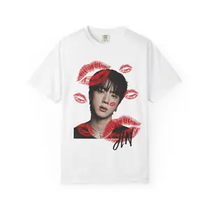 Jin Kisses Graphic Tee, Kpop Fan Shirt, Kpop Fan Gift 90S Style, Music Tour Gift Unisex, Gift For Women And Man