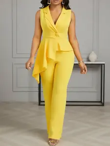 Elegant Sleeveless Flared Leg Jumpsuit for Women, Womenswear, Unique Pleated Design, Perfect for Parties and Vacation