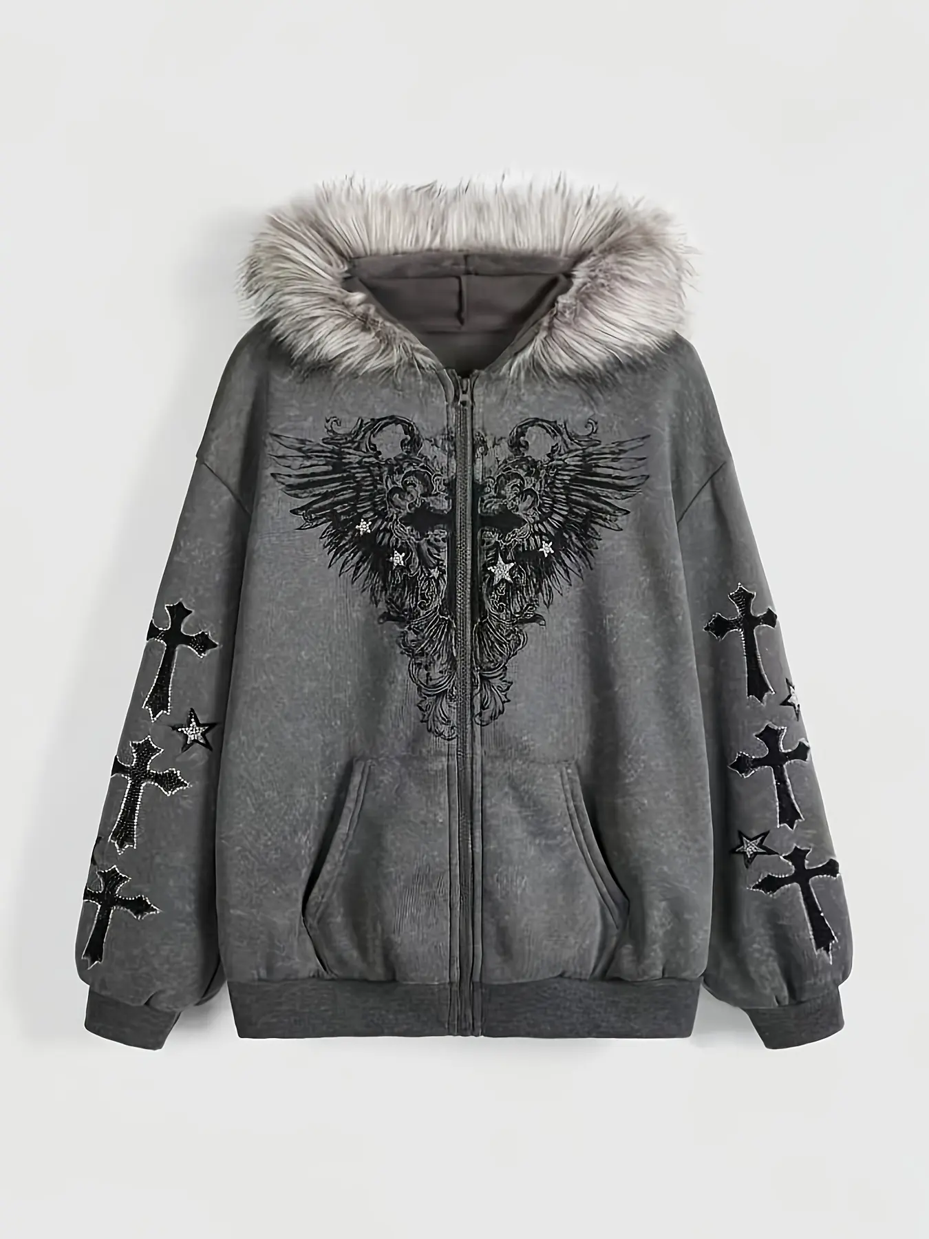 Velvet Hat Sweatshirt with Printed Pattern Long Sleeve Fitted Pullover Hoodie Vintage Outerwear Street Fashion Trendy Casual Style Womenswear Hoodie And Sweatshirt