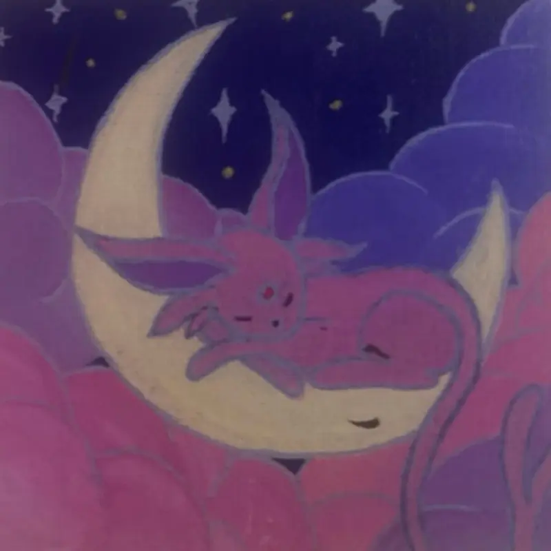 Pokemon Espeon Mini Canvas; moon and night sky