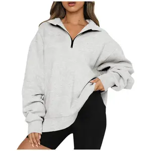 2025 New Casual Top Half Zipper Pullover Long Sleeve Sweatshirt Sweater for Women