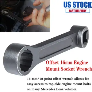 16mm Offset Engine Mount Socket Wrench, Engine Screw Nut Wrench Tool For JTC 4693 Engine Fixing Mount Socket Wrench for Mercedes Benz W220 / W210 / W203 / W221 / W211