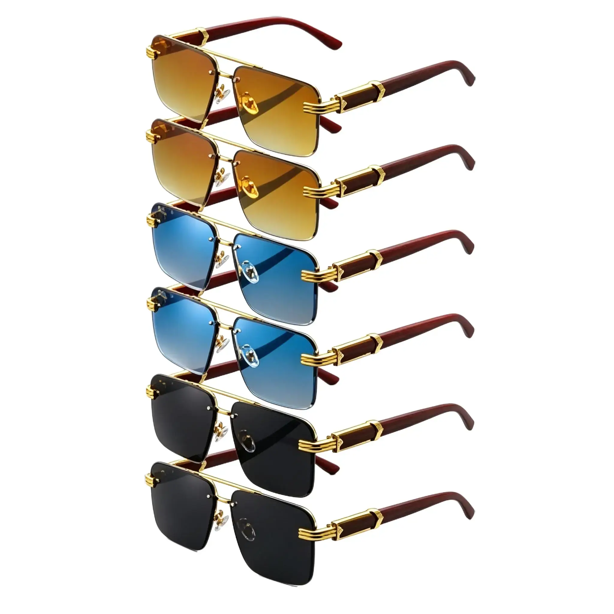 6 Pairs Rimless Sunglasses for Women Men Retro Fashion| Semi Rectangle Square Frameless UV400 Protection Cool Sunglasses men's