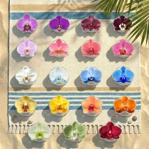 Realistic Orchid Flower Phone Grip, 6cm Aesthetic Acrylic Floral Stand for Summer, Tropical Phalaenopsis Phone Grip, Aesthetic Gift