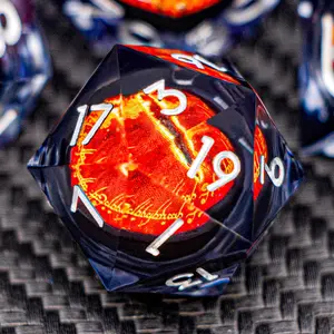 Dragon Eye Dice Collection – Liquid Core Resin DND Dice (Rune / Classic / 8PCS / Mystery D20), Sharp Edge Polyhedral Set for RPG & Tabletop Games