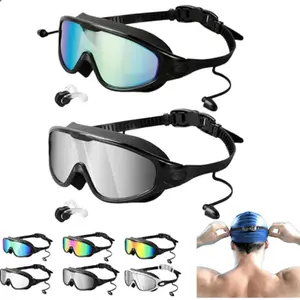 3-Pack HD Large-Frame outdoor Swimming Goggles for Men, Anti-Fog, Leakproof, Wide-View, Minimalist Water Sports Gear for Pool & Beach hydrodynamic design  nose clip wide view anti-fog